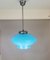 Large Scandinavian Style Blue Opaline Glass Hanging Lamp in style of Paavo Tynell, 1960s 3