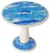 Tavolo rotondo in marmo bianco con decoro in scagliola blu di Cupioli Living, Immagine 3