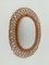 Espejo italiano oval de caña y ratán, años 60, Imagen 1