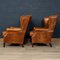 20th Century Dutch Sheepskin Leather Wing-Back Armchairs, Set of 2, 1980, Set of 2 3