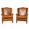 20th Century Dutch Sheepskin Leather Wing-Back Armchairs, Set of 2, 1980, Set of 2 1