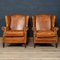20th Century Dutch Sheepskin Leather Wing-Back Armchairs, Set of 2, 1980, Set of 2 2