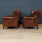 20th Century Dutch Sheepskin Leather Wing-Back Armchairs, 1980s, Set of 2 3