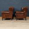 20th Century Dutch Sheepskin Leather Wing-Back Armchairs, 1980s, Set of 2, Image 3