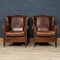 20th Century Dutch Sheepskin Leather Wing-Back Armchairs, 1980s, Set of 2 2
