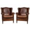 20th Century Dutch Sheepskin Leather Wing-Back Armchairs, 1980s, Set of 2, Image 1