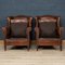 20th Century Dutch Sheepskin Leather Wing-Back Armchairs, 1980s, Set of 2 6