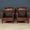 20th Century Dutch Sheepskin Leather Wing-Back Armchairs, 1980s, Set of 2, Image 6