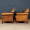 20th Century Dutch Sheepskin Leather Tub Chairs, 1960s, Set of 2 3