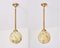 Art Deco Pendants in Brass and Marbled Glass, 1940s, Set of 2 1