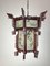 Chinese Lantern Chandelier in Wood and Decorated Glass, 1930s 2