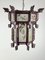 Chinese Lantern Chandelier in Wood and Decorated Glass, 1930s 1