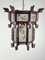 Lampadario a forma di lanterna cinese in legno e vetro decorato, anni '30, Immagine 1