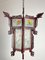 Chinese Lantern Chandelier in Wood and Decorated Glass, 1930s 4
