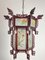 Lampadario a forma di lanterna cinese in legno e vetro decorato, anni '30, Immagine 3