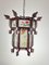 Chinese Lantern Chandelier in Wood and Decorated Glass, 1930s 6