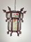 Chinese Lantern Chandelier in Wood and Decorated Glass, 1930s, Image 6