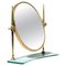 Italian Table Mirror in Brass and Glass, 1950 1