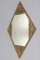 Art Deco Diamond-Shaped Brass Frame Wall Mirror, 1920s 2