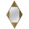Specchio da parete Art Déco con cornice in ottone a forma di diamante, anni '20, Immagine 1