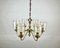 Vintage Brass Chandelier with Six Glass Lampshades, Germany, 1970s 3