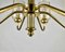 Vintage Brass Chandelier with Six Glass Lampshades, Germany, 1970s 10