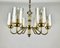 Vintage Brass Chandelier with Six Glass Lampshades, Germany, 1970s 6