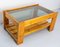 Vintage French Coffee Table in Pine and Smoked Glass, 1980s 3