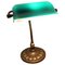 Early 20th Century Copper and Green Glass Barristers Desk Lamp, 1920s, Image 1