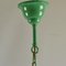 Green Three Arm Chandelier in Metal, Opaline Glass Cones and Brass fromArlus, 1950s 11