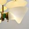 Green Three Arm Chandelier in Metal, Opaline Glass Cones and Brass fromArlus, 1950s 10