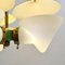 Green Three Arm Chandelier in Metal, Opaline Glass Cones and Brass fromArlus, 1950s, Image 10