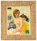 Giovanna Cellini, A. Miles & A. Pomi, desnudo femenino sentado, óleo sobre lienzo, años 50, enmarcado, Imagen 1