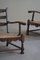 Vintage Modern Danish Sculptural Armchairs in Oak and Papercord, 1940s, Set of 2 14