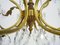 Lámpara de araña vintage de bronce con 12 luces, años 60, Imagen 7