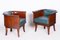 Art Deco Oak Armchairs with Leather, 1920s, Set of 4 3