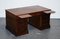 Large Twin Pedestal Desk with Brown Leather Top, Image 4