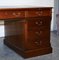 Large Twin Pedestal Desk with Brown Leather Top, Image 8