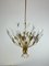 Lámpara de araña vintage con luces de metal dorado y cristal de Murano, Italia, años 70, Imagen 7