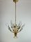 Lámpara de araña vintage con luces de metal dorado y cristal de Murano, Italia, años 70, Imagen 3