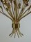 Lámpara de araña vintage con luces de metal dorado y cristal de Murano, Italia, años 70, Imagen 6