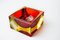 Red and Yellow Cubic Sommerso Ashtray attributed to Seguso, Murano, Italy, 1970s 2