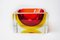 Red and Yellow Cubic Sommerso Ashtray attributed to Seguso, Murano, Italy, 1970s 1