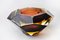 Brown and Yellow Sommerso Ashtray in Faceted Glass attributed to Seguso, Murano, Italy, 1970s 1