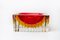 Red and Yellow Cubic Sommerso Ashtray attributed to Seguso, Murano, Italy, 1970s 2