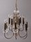 Lámpara de araña de 12 llamas de latón y cristal de plomo, años 60, Imagen 2