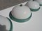 Industrial Metalic Green Lacquered Ceiling Lamp in White Opaline Glass, 1940s 11