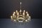 Large Chandelier in Brass and Curved Glass by Gino Paroldo for Fontana Arte, Italy, 1950s 5