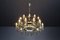 Large Chandelier in Brass and Curved Glass by Gino Paroldo for Fontana Arte, Italy, 1950s, Image 5