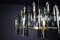 Large Chandelier in Brass and Curved Glass by Gino Paroldo for Fontana Arte, Italy, 1950s 16